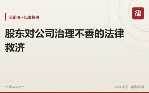股东对公司治理不善的法律救济