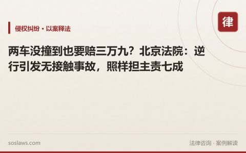 两车没撞到也要赔三万九？北京法院：逆行引发无接触事故，照样担主责七成