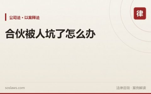 合伙被人坑了怎么办